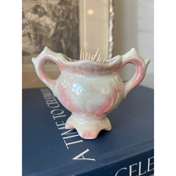 Vintage Lusterware Mini Porcelain Sugar Bowl or Toothpick Holder - Picture 5 of 5